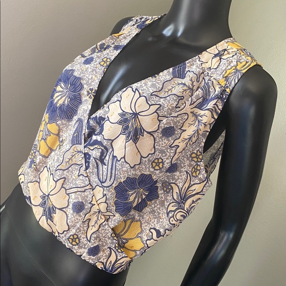 RACHEL Rachel Roy Floral Wrap Blouse - Blue and Yellow - Picture 4 of 10